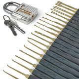 GOSO 24 Piece Lock Pick Set + Transparent Practice Padlock Bundle