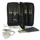 GOSO 24 Piece Lock Pick Set + Transparent Practice Padlock Bundle