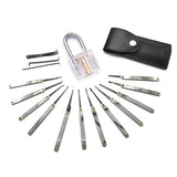 Transparent Practice Padlock 12 Piece Unlocking Lock Pick Set Key Extractor